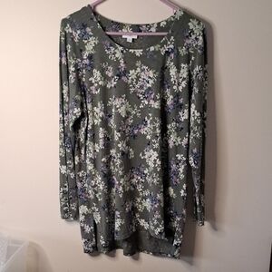 J.Jill Floral Green Women's Top